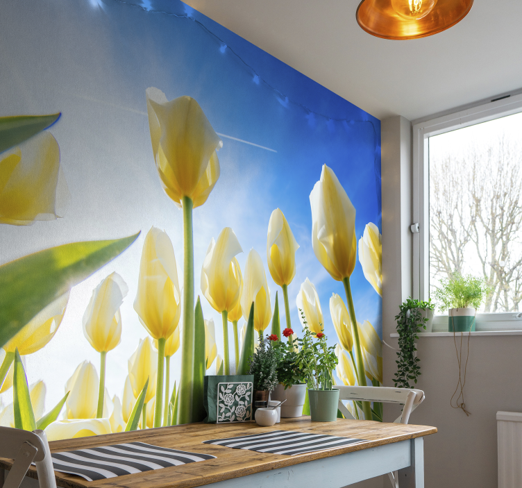 White tulip landscape  wall mural - TenStickers