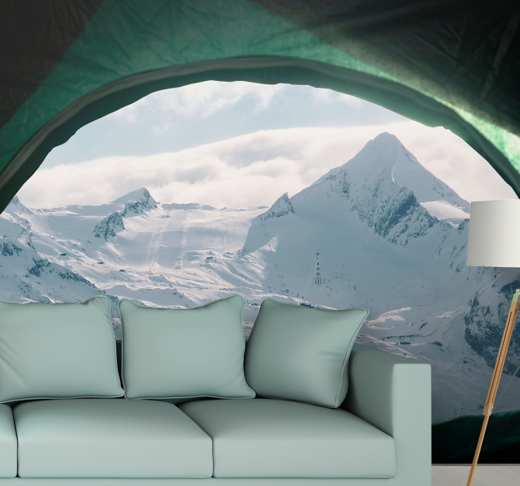 Window snow mountain carp 3D Wall Mural - TenStickers