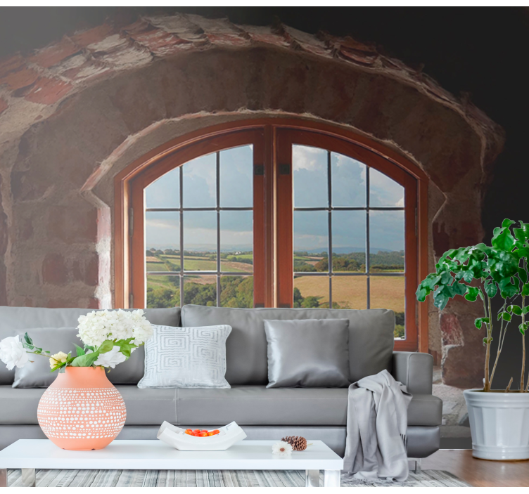 Window with views to sky 3D Wall Mural - TenStickers