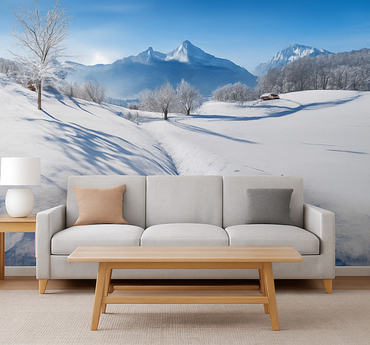 Winter Alpine Trail wall mural mountain - TenStickers