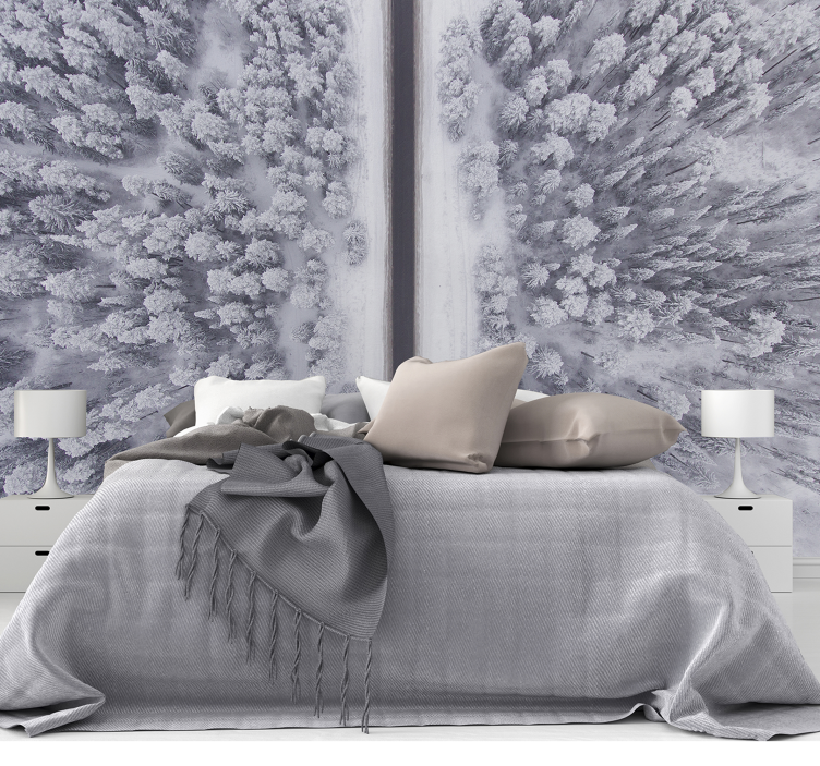 Wintry Woodland Trail landscape wall mural - TenStickers