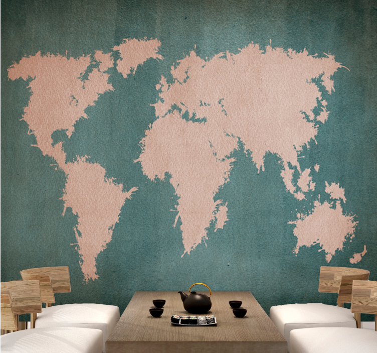 World map wallpaper global outline design - TenStickers