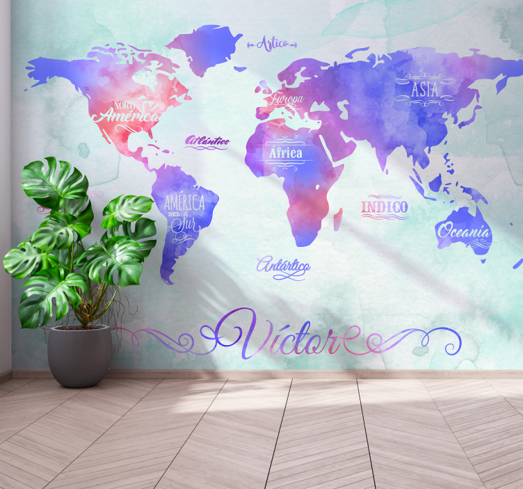 World map wallpaper in world map design - TenStickers