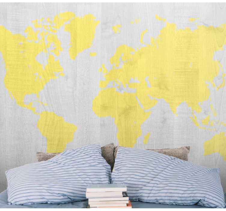 World map wallpaper in yellow design - TenStickers