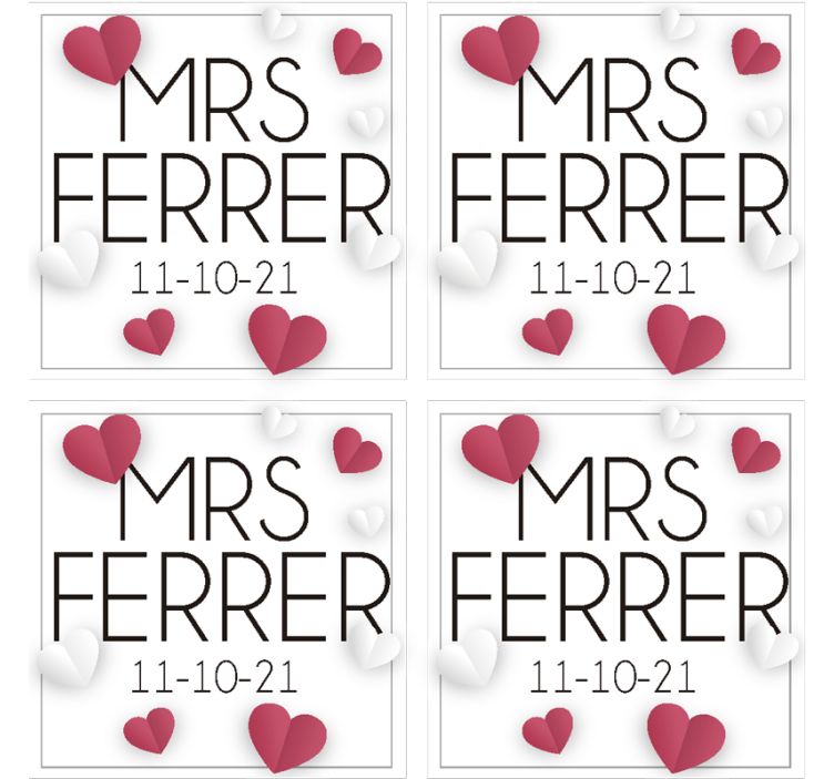 Custom wedding coaster with hearts - TenStickers