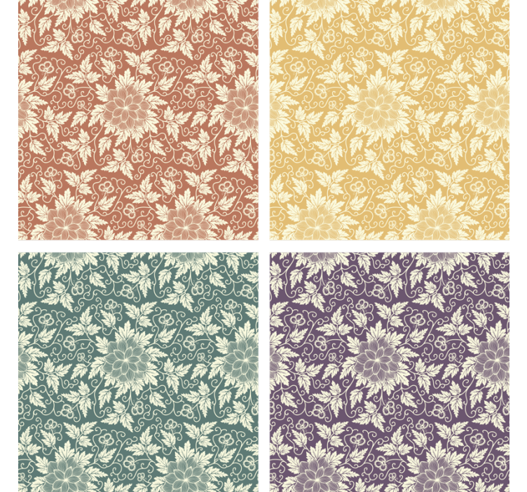 Vintage coaster floral patterned square tiles - TenStickers