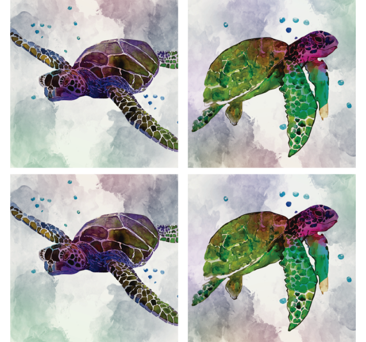 Vintage coaster colorful sea turtles - TenStickers