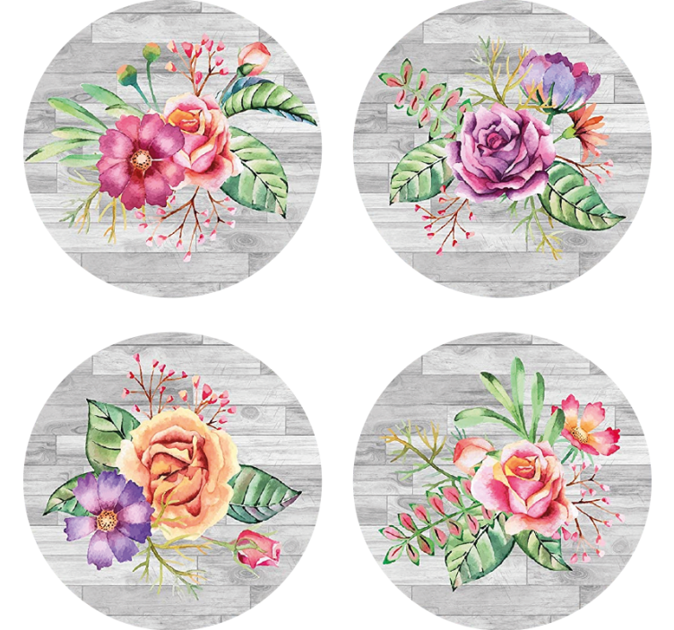 Modern coasters with floral wood design - TenStickers