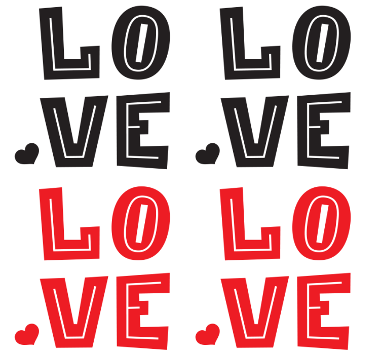Text coasters bold love typography - TenStickers