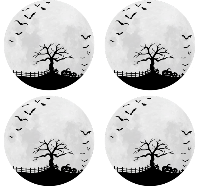 Halloween coasters spooky tree silhouette - TenStickers