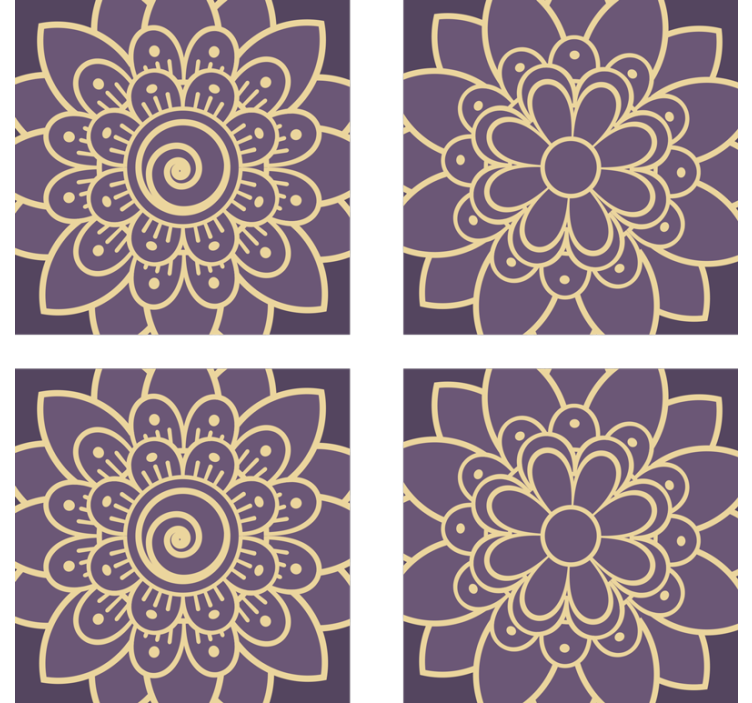 Texture coasters with floral golden designs - TenStickers