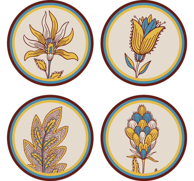 Texture coasters floral pattern set - TenStickers