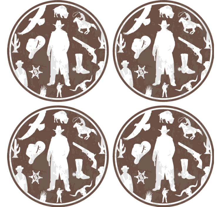 Vintage coaster western cowboy design - TenStickers