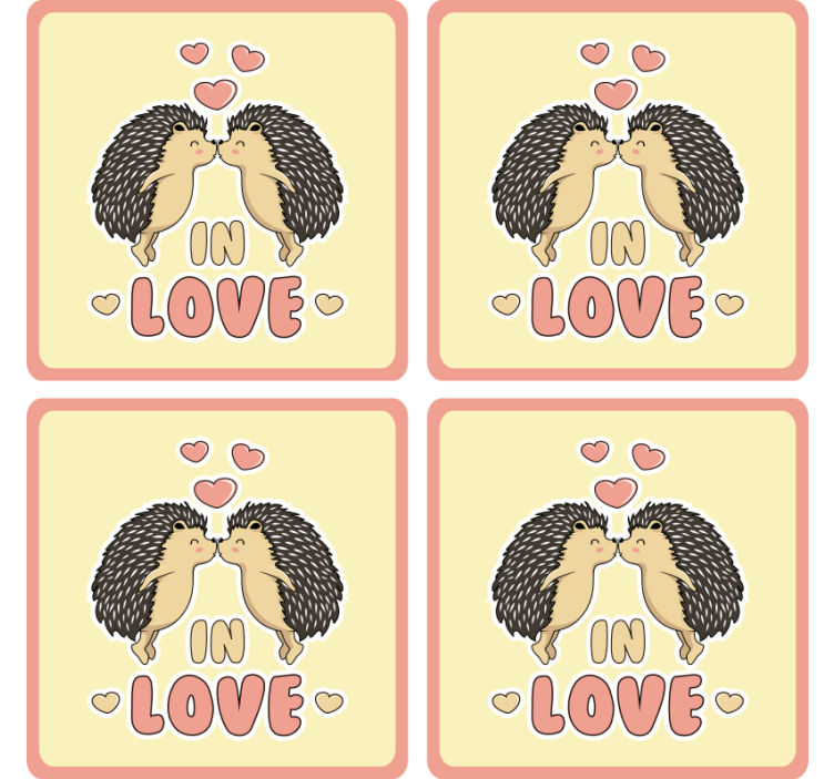 Modern coasters hedgehogs in love - TenStickers