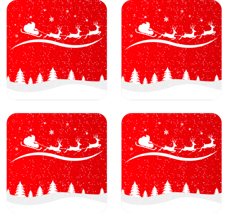 Christmas coasters santa sleigh with reindeer - TenStickers