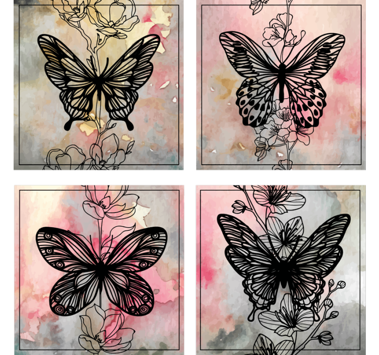 Modern coasters with elegant butterfly design - TenStickers