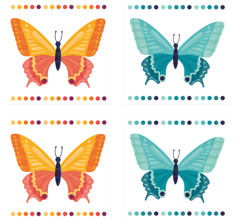 Bicolor Butterflies butterfly coaster - TenStickers