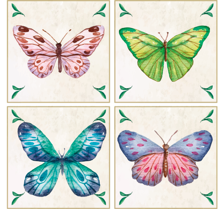 Modern coasters with vibrant butterfly art - TenStickers