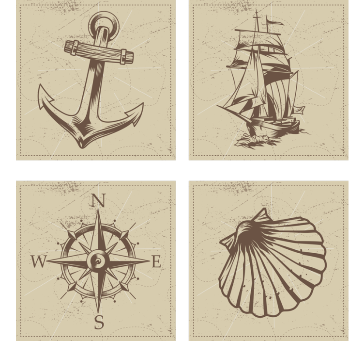 Vintage coaster nautical symbols collection - TenStickers