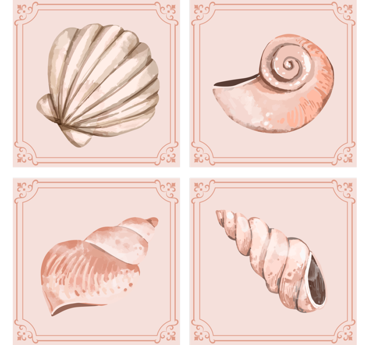 Vintage coaster with elegant shell illustrations - TenStickers
