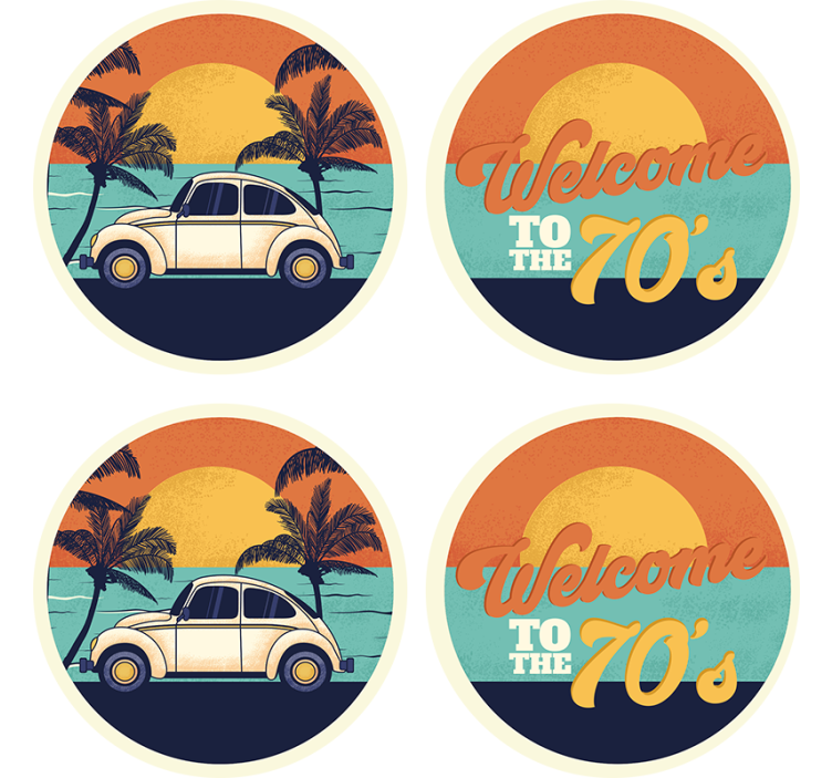 Vintage coaster retro coastal landscape - TenStickers