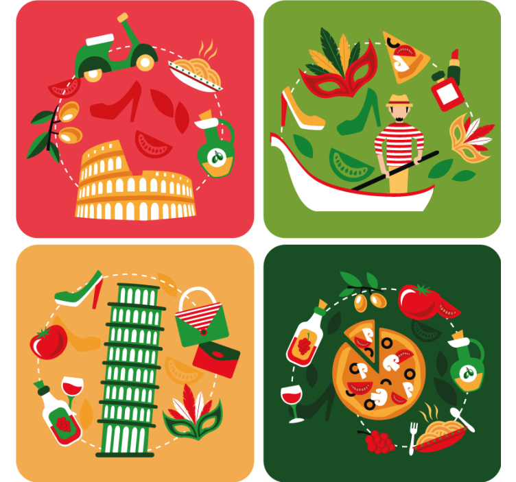 most famous icons of italy more coasters - TenStickers