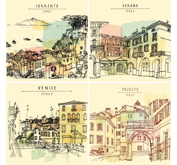 Text coasters italian cityscapes - TenStickers