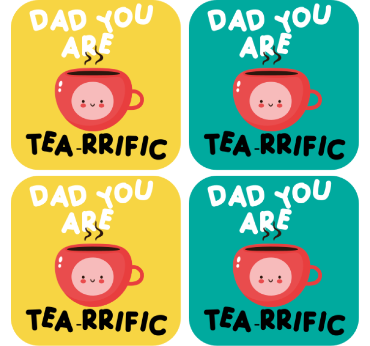 Dad tea funny text coasters - TenStickers