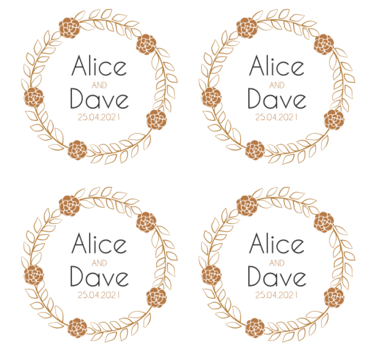 Wedding coasters floral wreath custom design - TenStickers