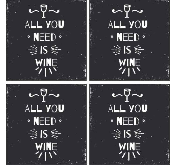 Wine necessity quote text coasters - TenStickers