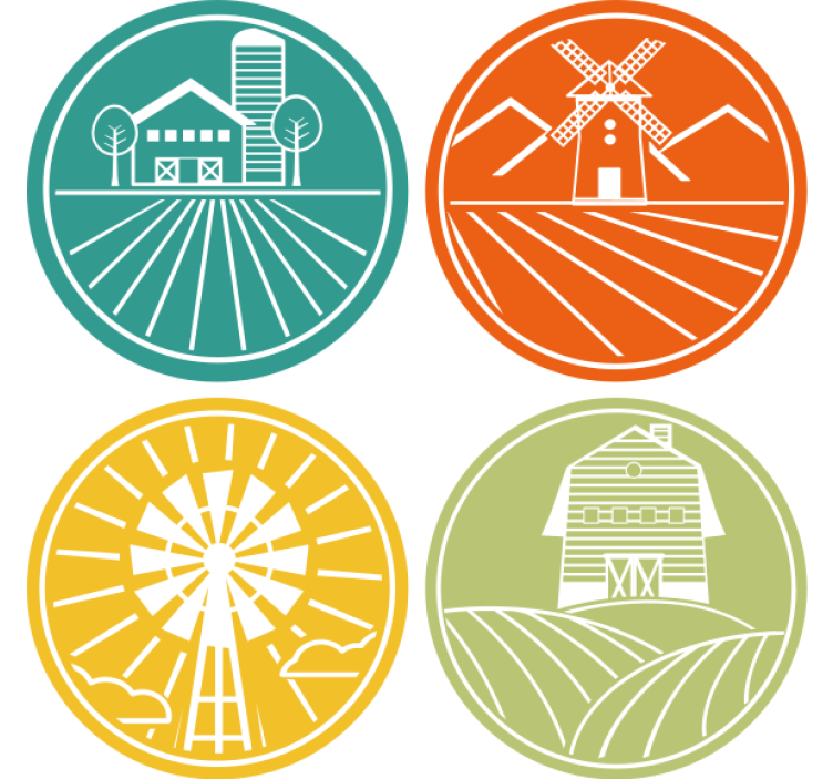 Vintage coaster with farm-themed round designs - TenStickers