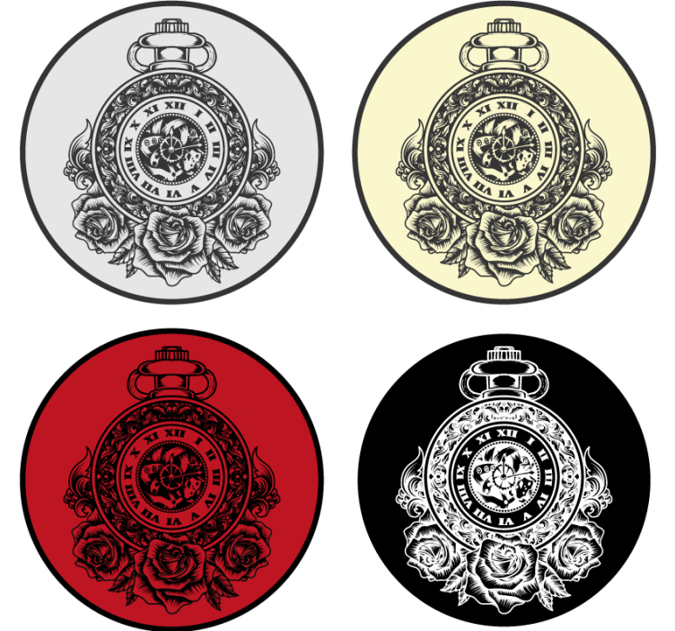 Vintage coaster vintage pocket watch roses - TenStickers