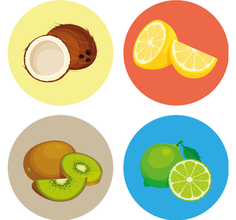 Modern coasters fruit illustrations collection - TenStickers