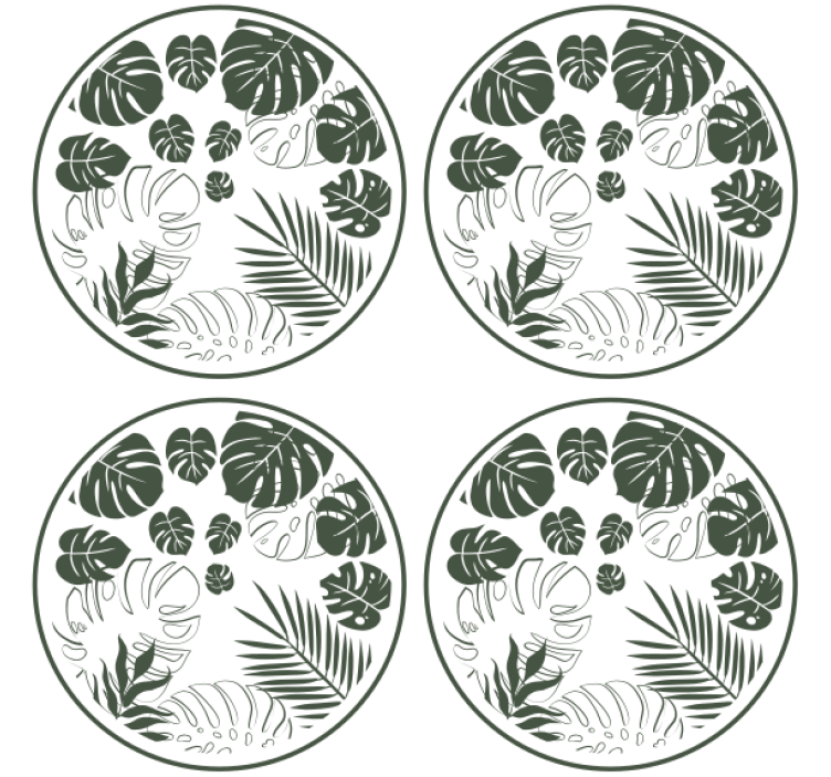 Texture coasters lush greenery circle design - TenStickers