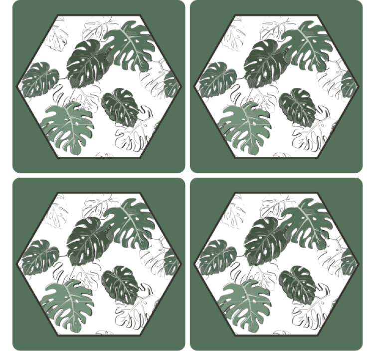 Texture coasters hexagonal leaf design - TenStickers
