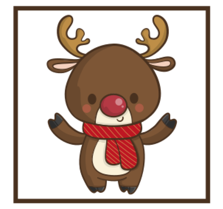 Christmas coasters featuring a cheerful reindeer in a scarf - TenStickers