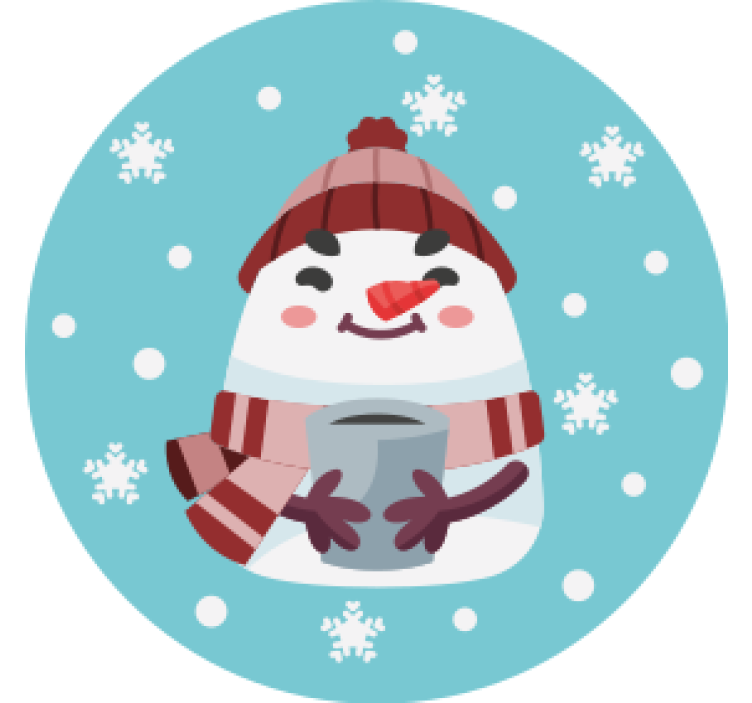 Christmas coasters snowman with cup - TenStickers