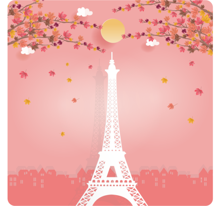 Modern coasters eiffel tower fall view - TenStickers
