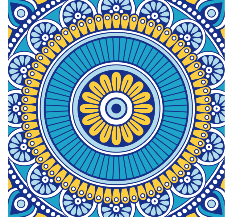 Tile effect blue bright mandala tile coasters - TenStickers