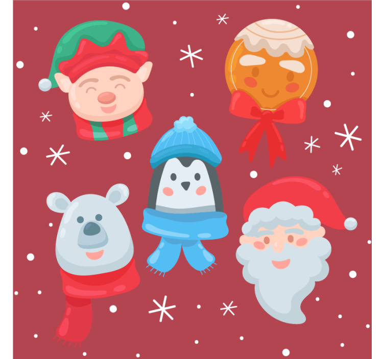 Christmas coasters festive figurines set - TenStickers