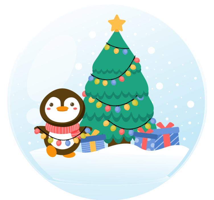 Christmas coasters penguin with christmas tree - TenStickers