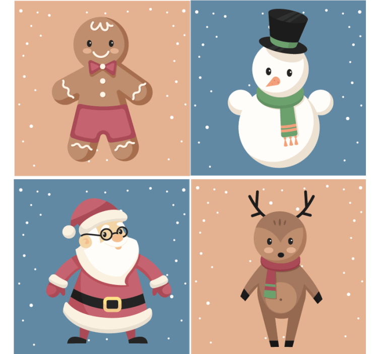 Christmas coasters festive gingerbread shapes - TenStickers