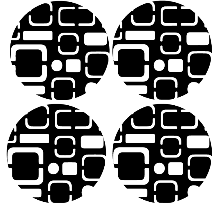 Texture coasters with geometric black patterns - TenStickers