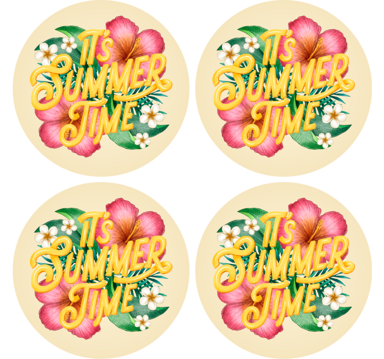 Text coasters floral summer saying - TenStickers