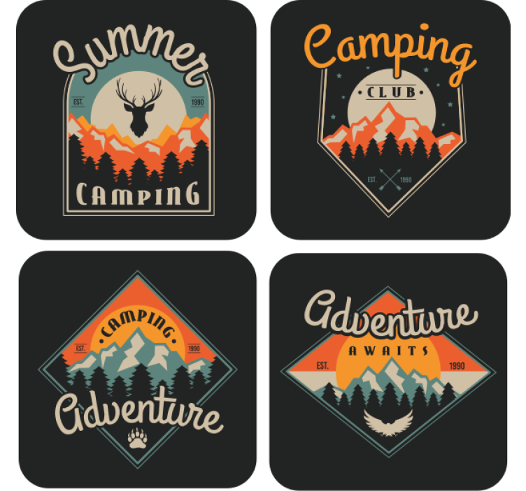 Vintage coaster camping adventure designs - TenStickers