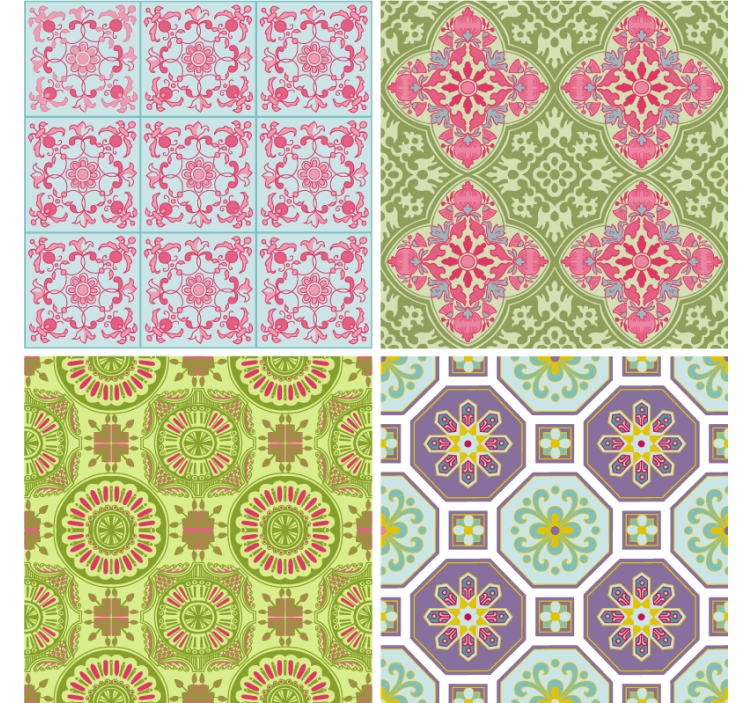 Colourful patterned tile coasters - TenStickers