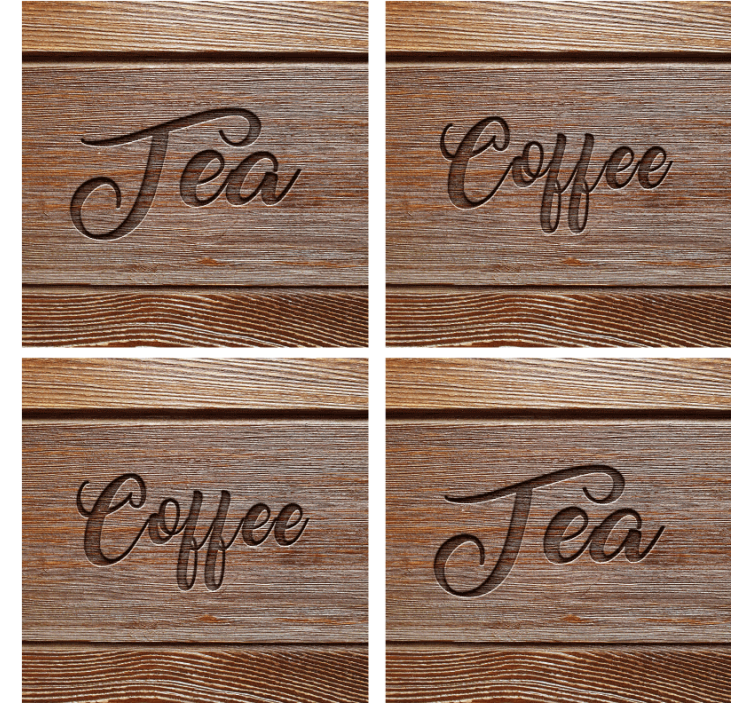 Text coasters wooden textured drink labels - TenStickers