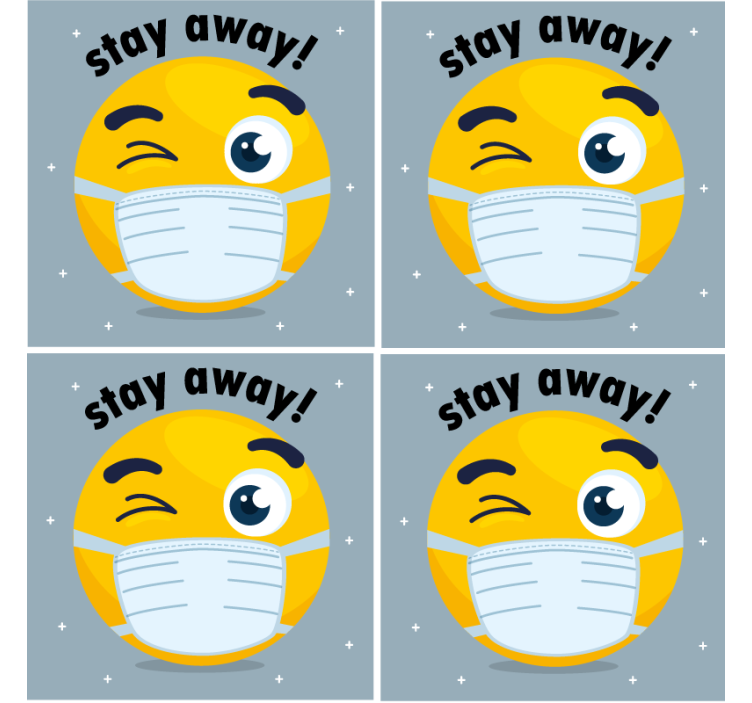 Stay away with face mask emoji more coasters - TenStickers
