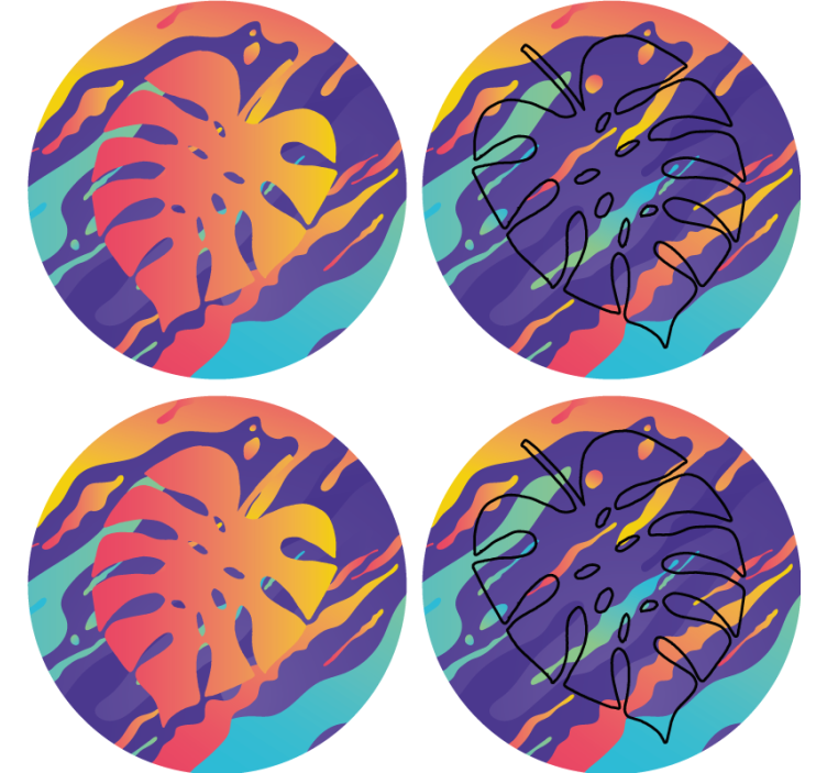Texture coasters with colorful leaf patterns - TenStickers