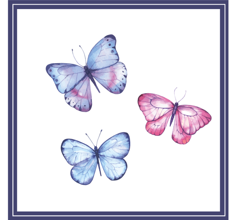 Pink and blue butterflies more coaster - TenStickers